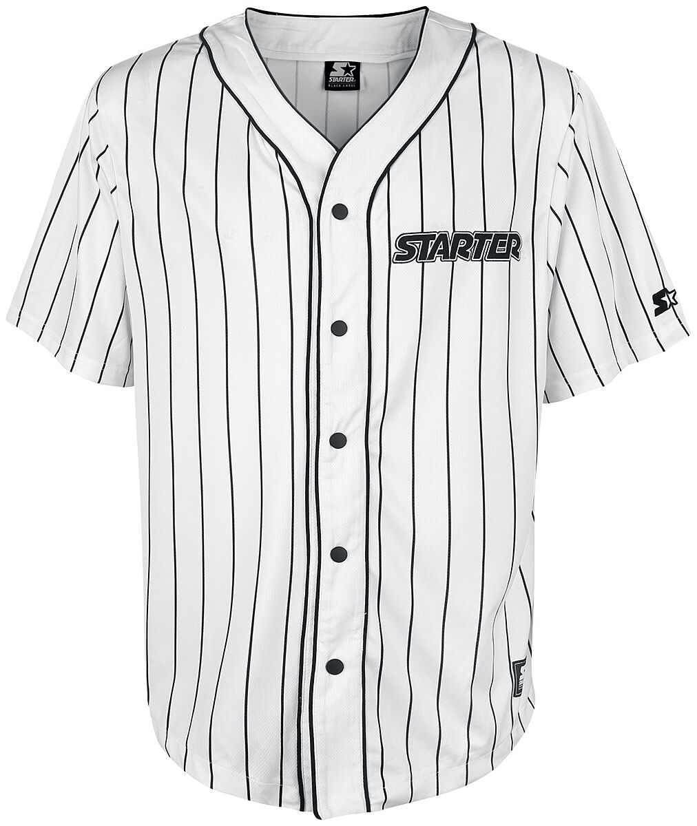 Baseball Jersey Kurzarmhemd weiß von Starter
