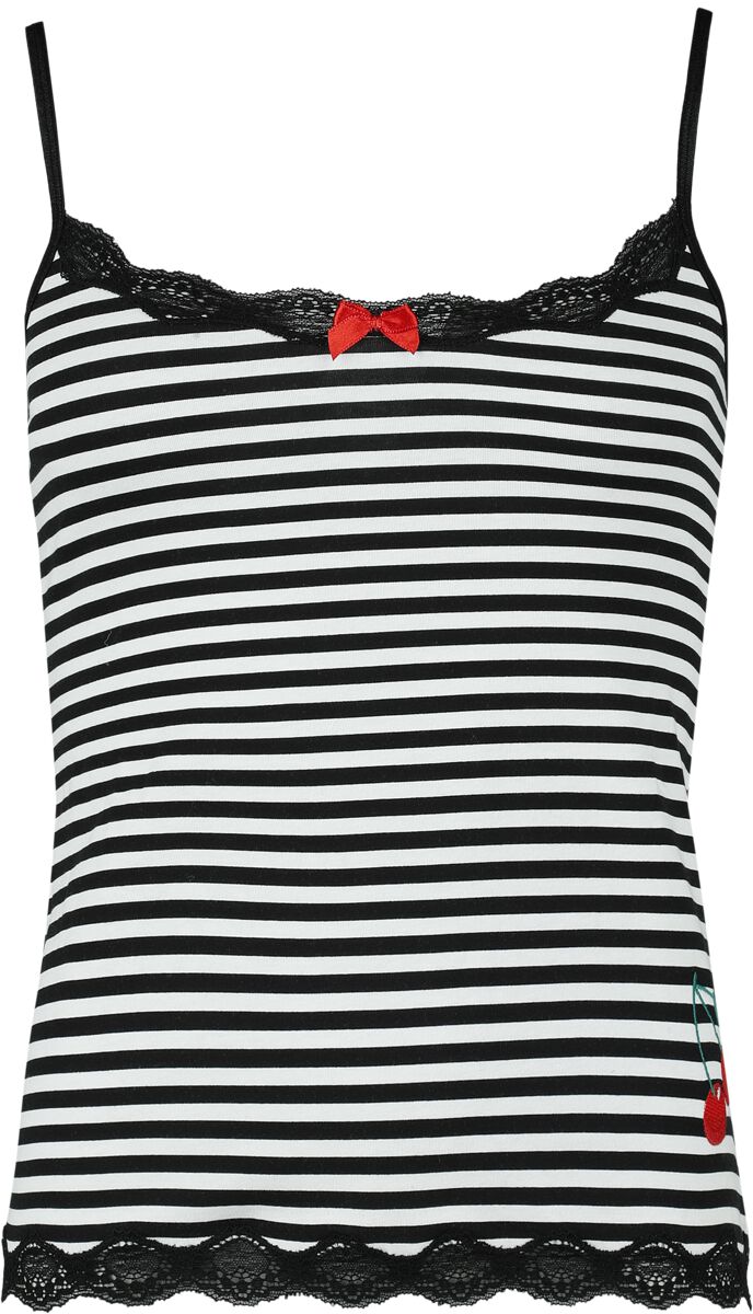 Image of Top Rockabilly di Pussy Deluxe - Stripey Classic Top - XS a XXL - Donna - nero/bianco