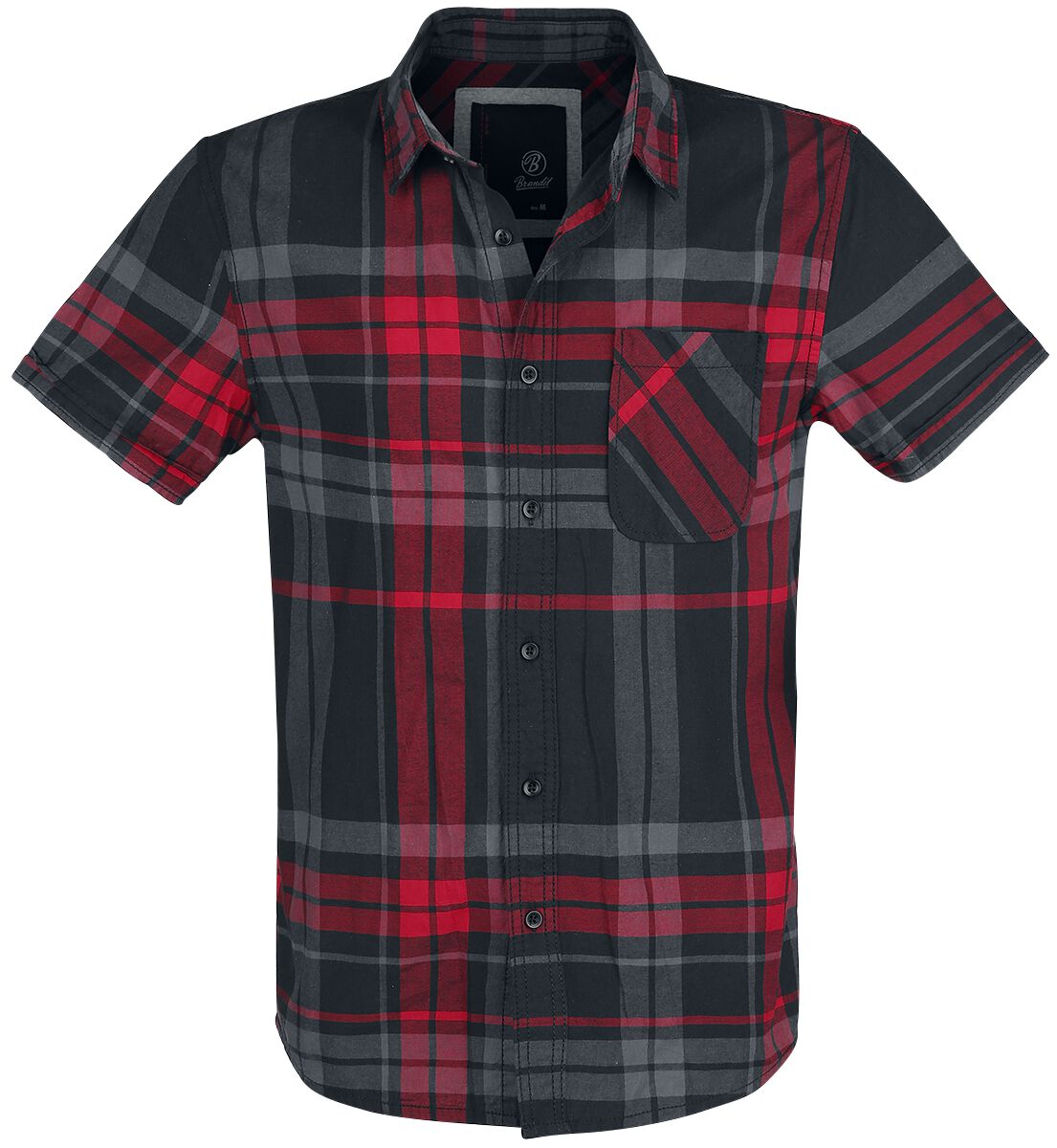 Brandit Mike Checkshirt Kurzarmhemd schwarz anthrazit rot in 3XL