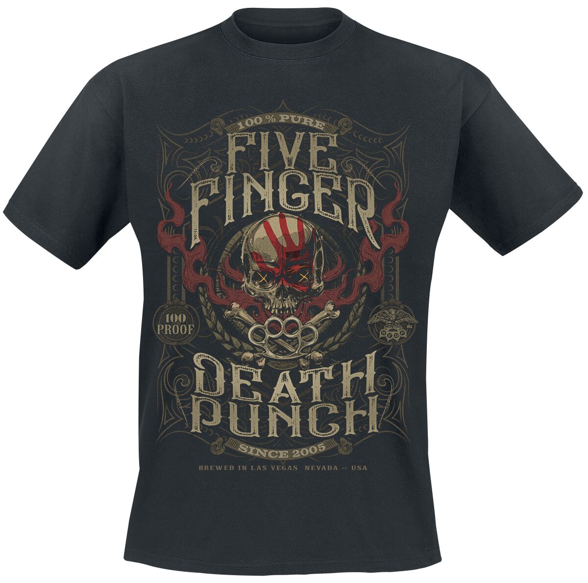 Five Finger Death Punch T-Shirt - 100 Proof T-shirt - S bis 4XL - für Männer - Größe XXL - schwarz  - Lizenziertes Merchandise!