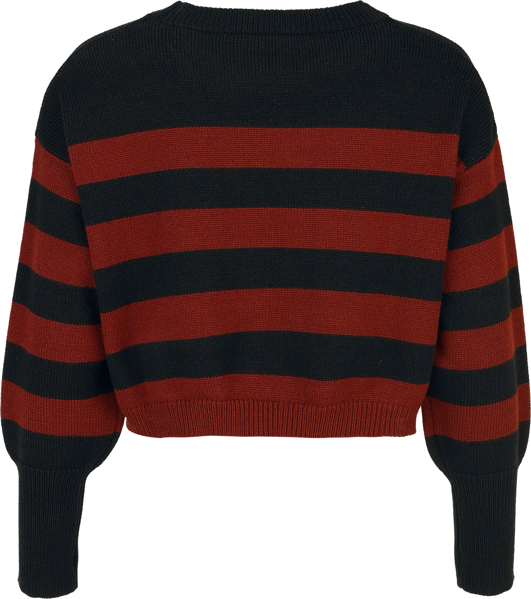 4068143319362 - Strickpullover mit Manschettenärmeln Strickpullover schwarz rot in S