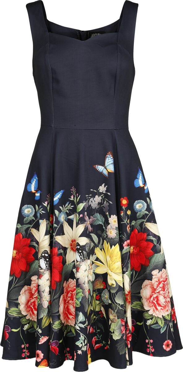 H&R London - Rockabilly Middellang kjole - Fleur Garden Kjole - XS til 4XL - Damer - flerfarget