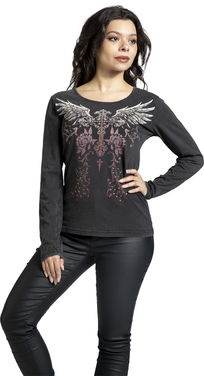 Thumbnail - Rock Rebel by EMP Skulls & Details Langarmshirt schwarz in L