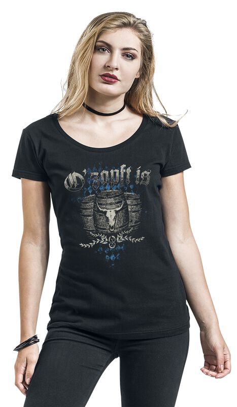 Frauen Bekleidung Schwarzes T-Shirt mit Rundhalsausschnitt und Print Special Collection T-Shirt