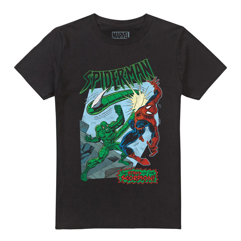 Spider-Man - Disney T-shirt - Retro Sting of the Scorpion - S tot XXL - voor Mannen - zwart