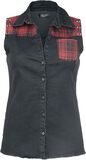 Checkered Detail Shirt, Rock Rebel by EMP, Bluse