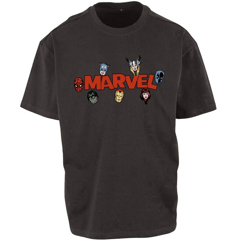 Avengers Marvel Comics Logo With Heroes T-Shirt schwarz in L