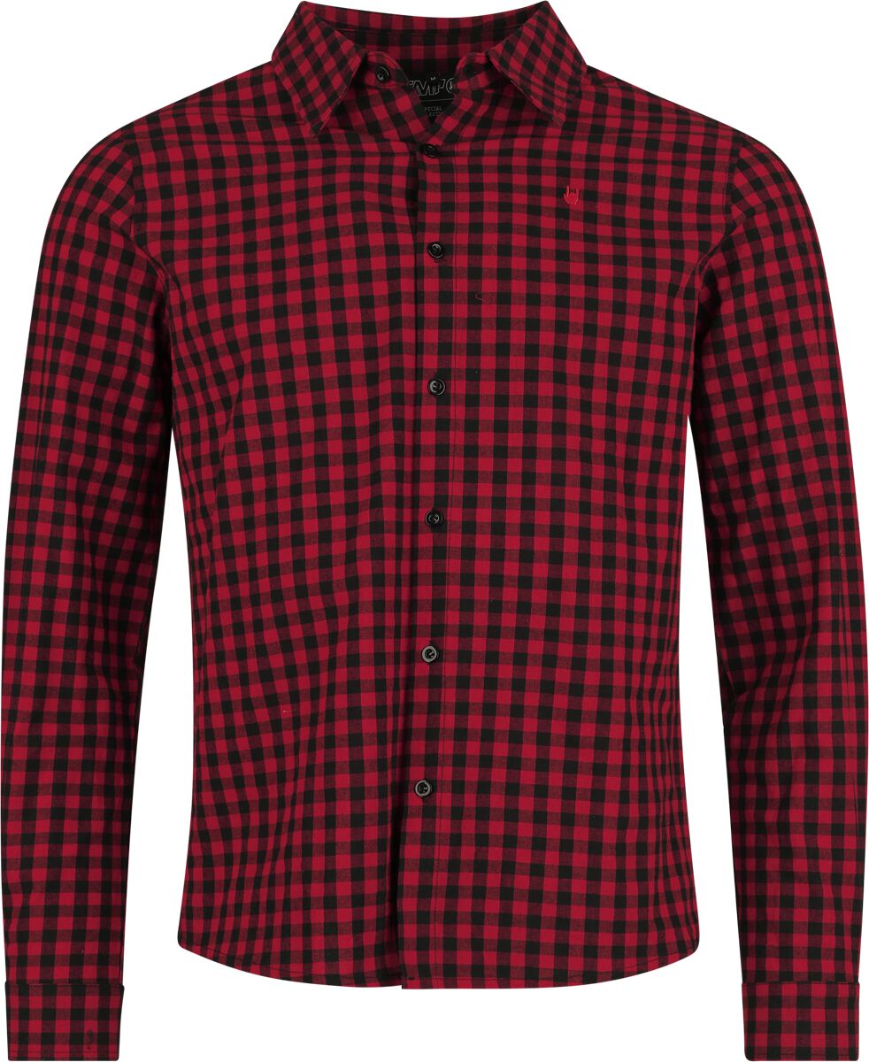 EMP Special Collection Langærmet skjorte - Oktoberfest Langarmhemd - M till 3XL - Herrer - sort-rød