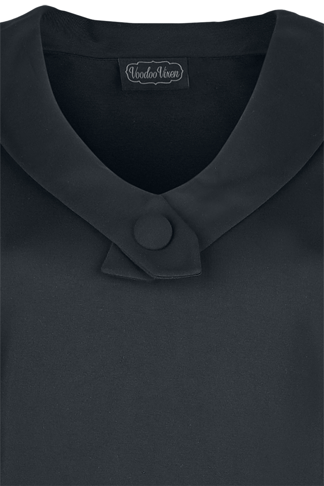 Voodoo Vixen Caniya Retro Black V-neck Top Langarmshirt schwarz