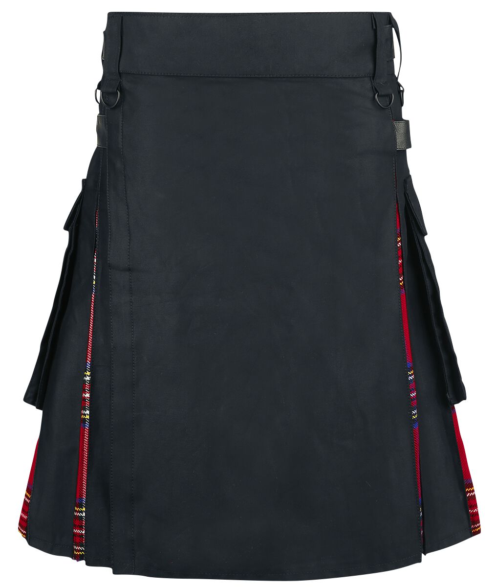 Altana Industries Black Tartan Kilt Medium-length skirt black