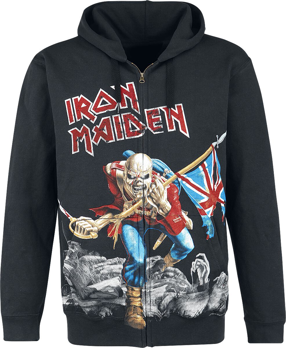 Levně Iron Maiden The Trooper - Battlefield Mikina s kapucí na zip černá
