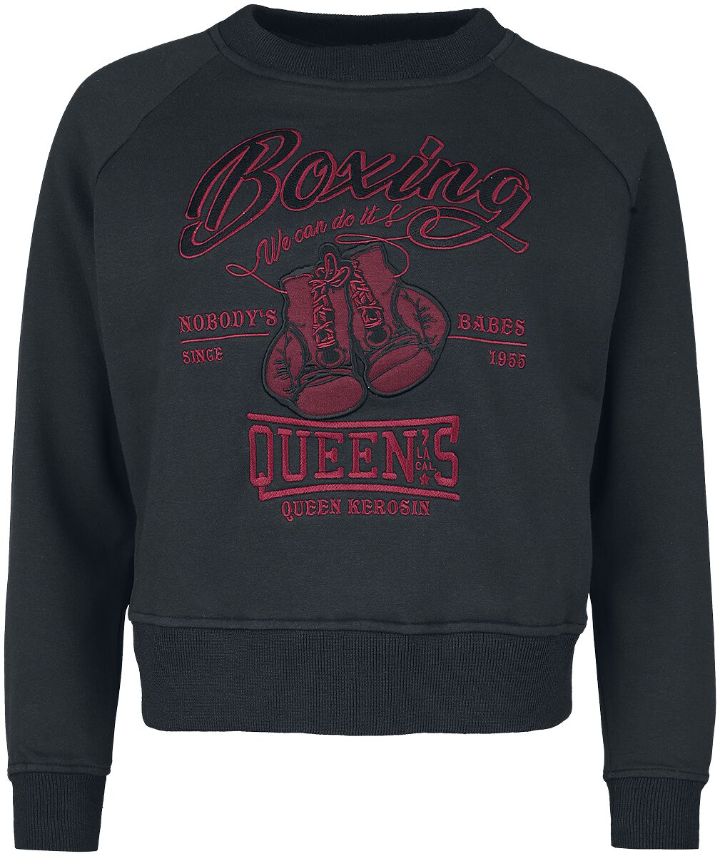 Sweat-shirt Rockabilly de Queen Kerosin - Boxing - 4XL - pour Femme - noir/rouge