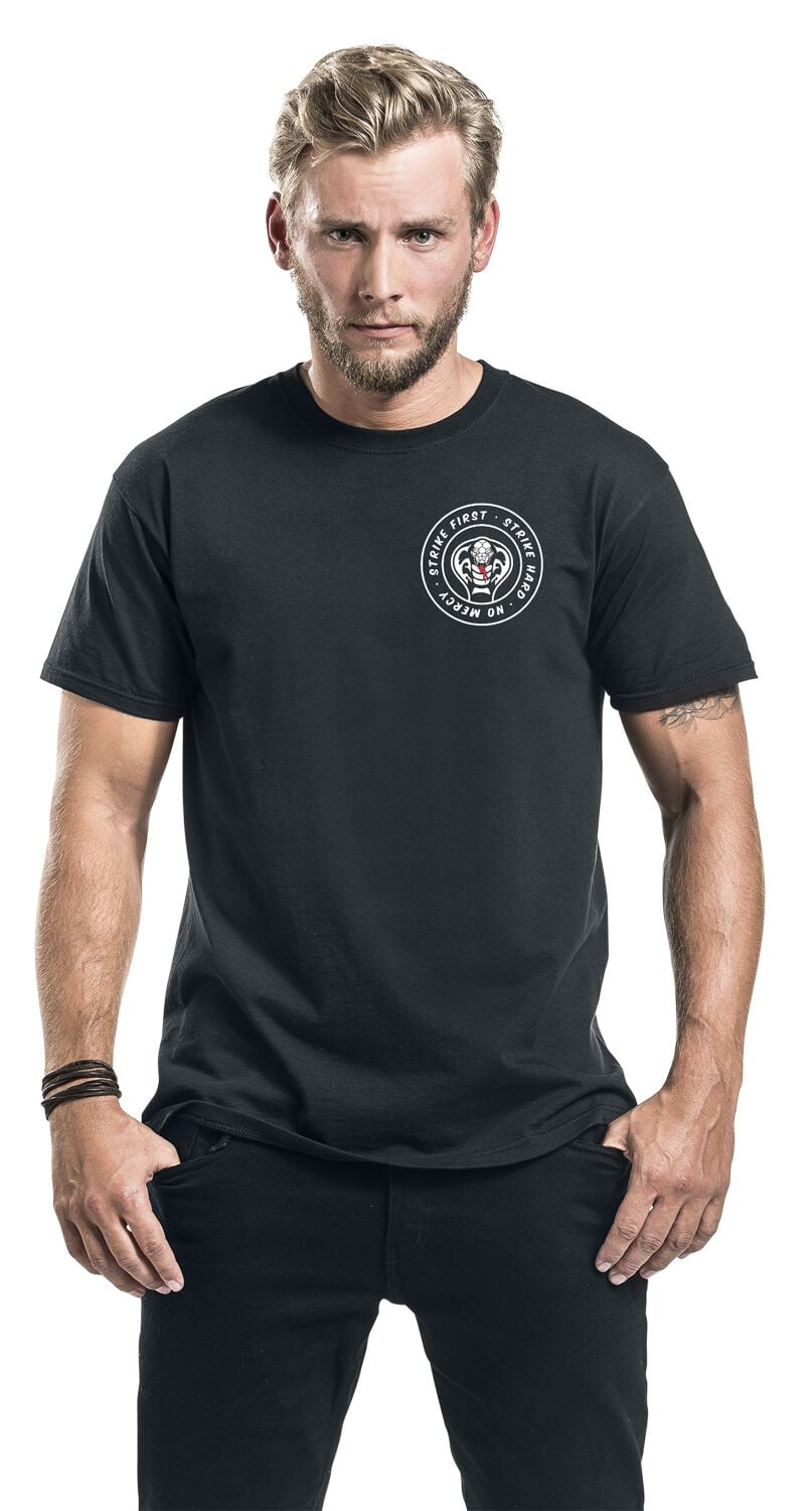 Cobra Kai White Patches Hombre Camiseta Negro Regular