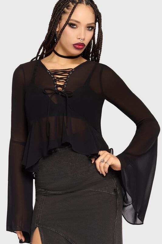 Gothic Langarmshirt - Gaia Adorned - Long Sleeve Top - XS bis 4XL - für Damen - Größe 4XL - schwarz - Frauen - female
