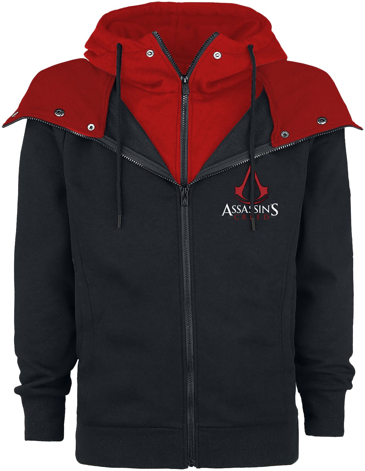 Levně Assassin's Creed Emblem Mikina s kapucí na zip cerná/cervená