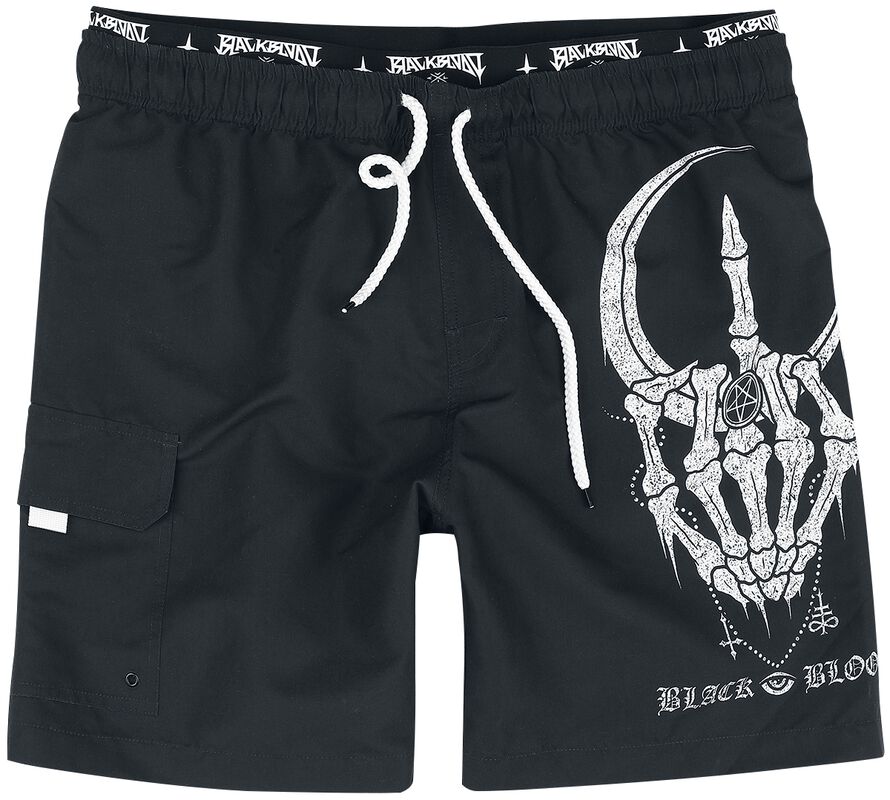 Swim Shorts With Moon and Skull Hand