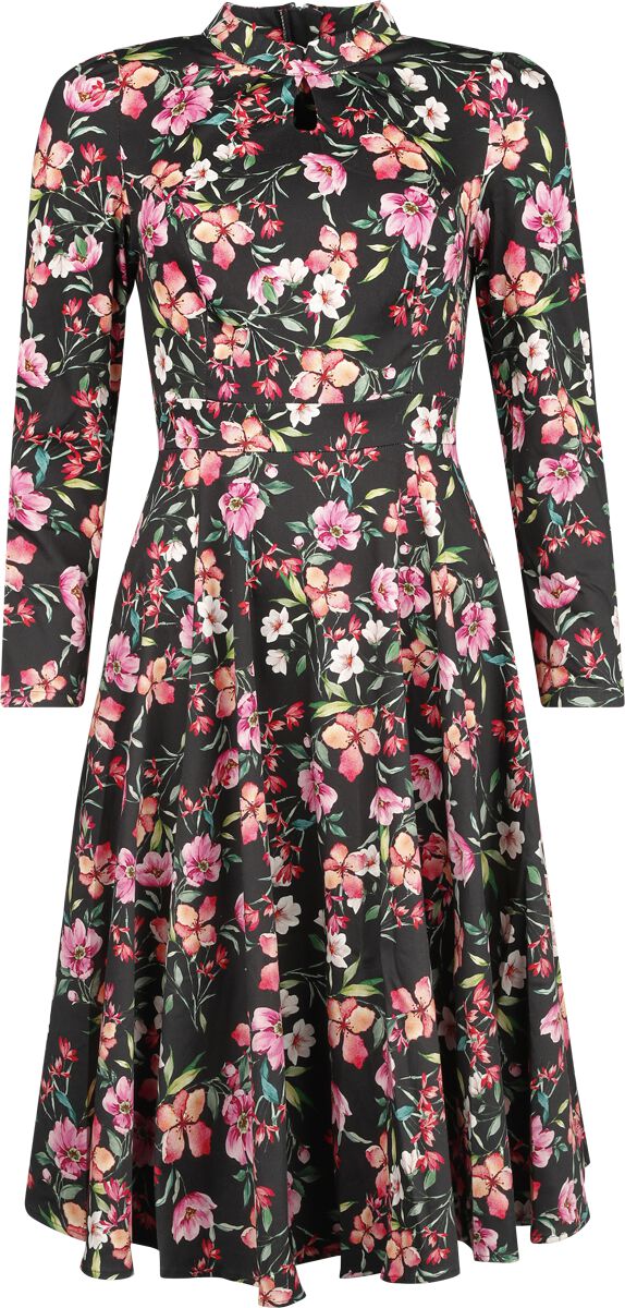 H&R London - Rockabilly Kleid knielang - XS bis 4XL - für Damen - Größe S - multicolor