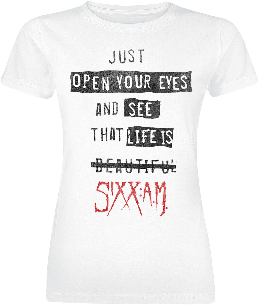 Image of Sixx: A.M. Sixx AM Open Eyes Girl-Shirt weiß