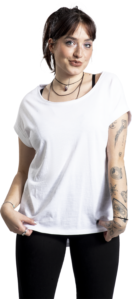 Thumbnail - RED by EMP Long Back Shaped Slub Tee T-Shirt weiß in 3XL