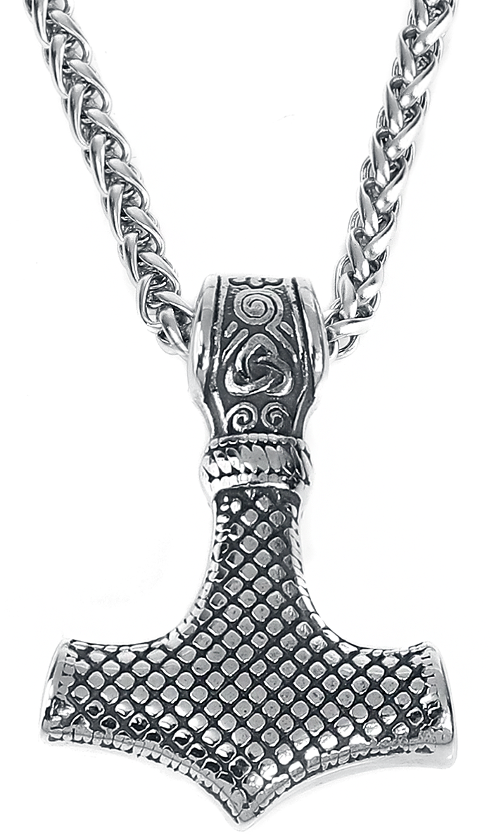 URBANTIMBER Thor's Hammer mit keltischen Knoten und Triquetra Halskette silberfarben