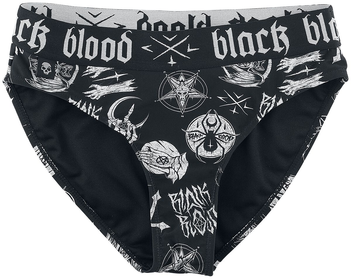 Black Blood by Gothicana Bikiniunterteil mit Okkulten Symbolen Bikini Unterteil schwarz  - Onlineshop EMP