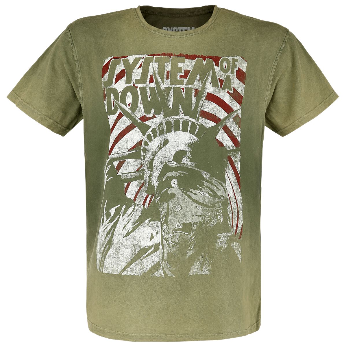 Image of System Of A Down Liberty Bandit Washed Green T-Shirt oliv