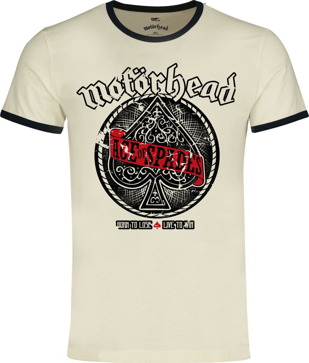 T-Shirt Manches courtes  de Motörhead - Ace Of Spades - Ringer Shirt - S à 5XL - pour Homme - blanc cassé