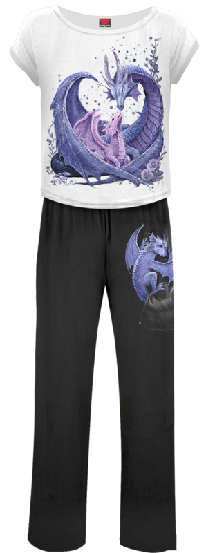 5056711237667 - Maternal Instincts - F 4Pc Gothic Pyjama Set Schlafanzug schwarz weiß in S