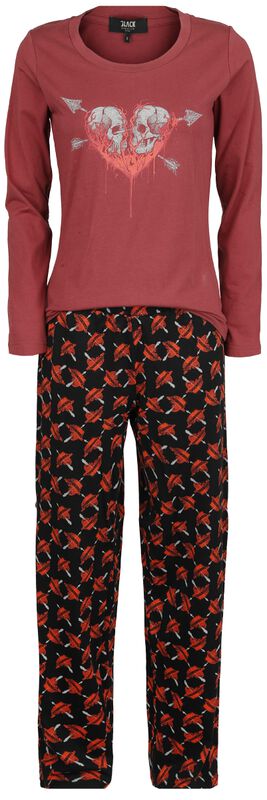 Pyjama with Skull and Heart Print
