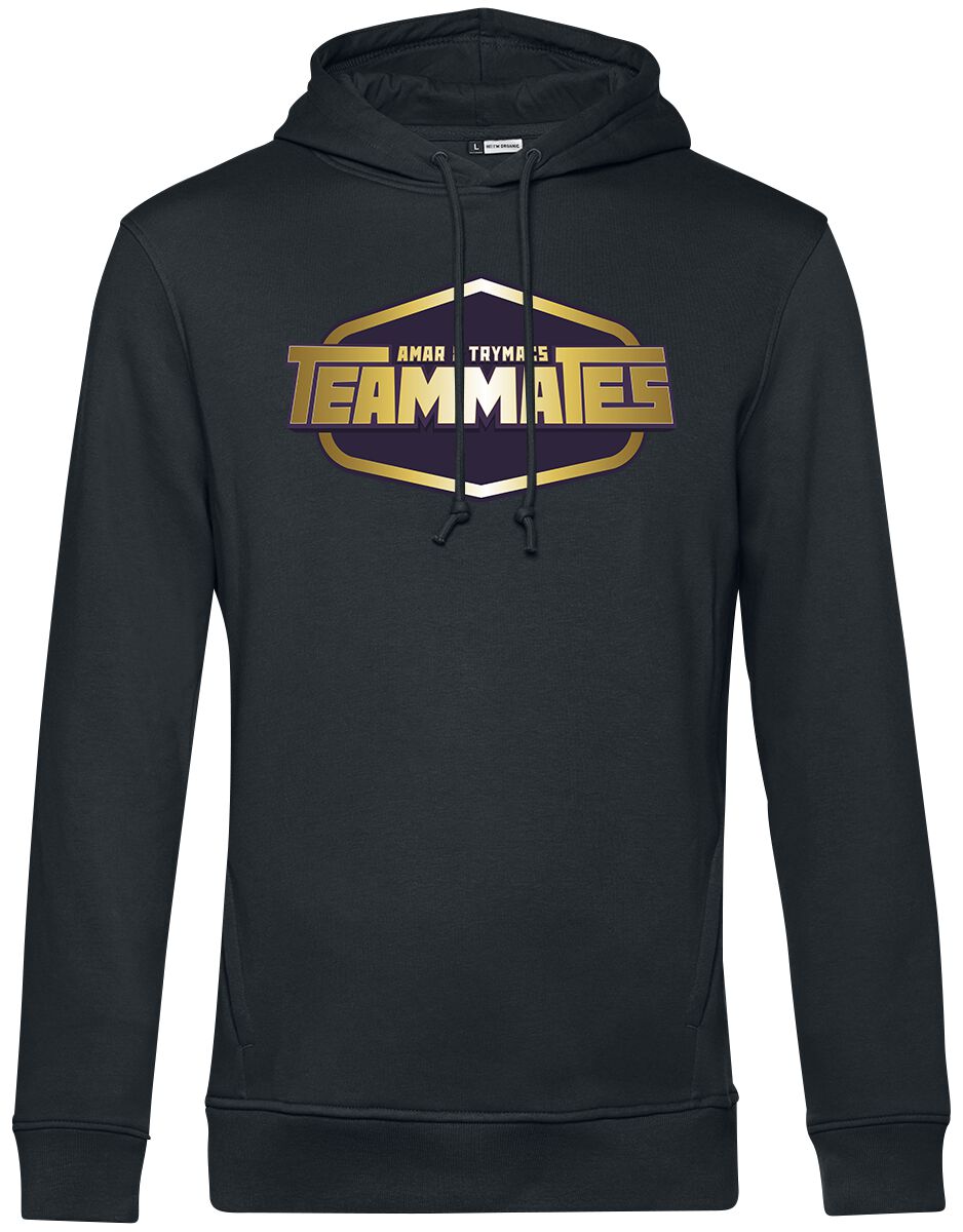 Amar und Trymacs: Teammates – Gaming Kapuzenpullover – Logo – S bis XXL – für Männer – Größe L – schwarz – EMP exklusives Merchandise! Amar und Trymacs: Teammates – Gaming Kapuzenpullover – Logo – S bis XXL – für Männer – Größe L – schwarz – EMP exklusives Merchandise!