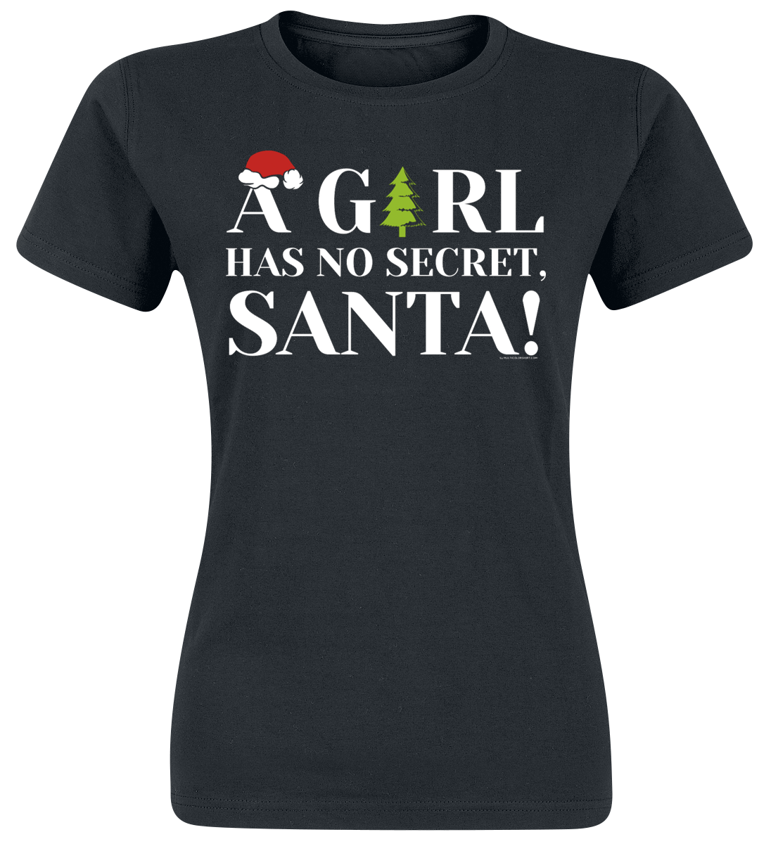 A Girl Has No Secret, Santa! -  - Girls shirt - black image