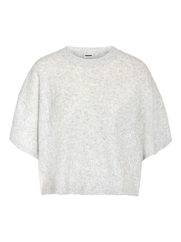 Noisy May  T-Shirt - NMSMILLA S/S CABLE KNIT TOP NOOS - for Women - grey
