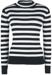 Menace White And Black Stripe Sweater, Jawbreaker, Strickpullover