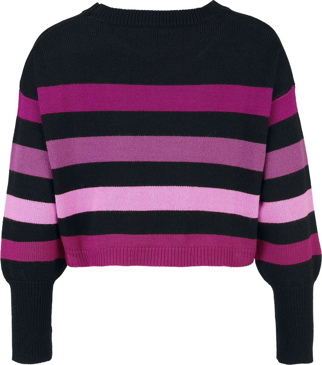 4068143319324 - Strickpullover mit Manschettenärmeln Strickpullover schwarz lila in M