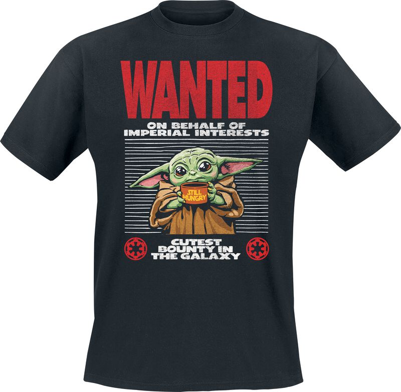 Disney T-Shirt - The Mandalorian - Wanted - Grogu - M bis 5XL - für Männer - Größe XL - schwarz - Lizenzierter Fanartikel - Männer - male