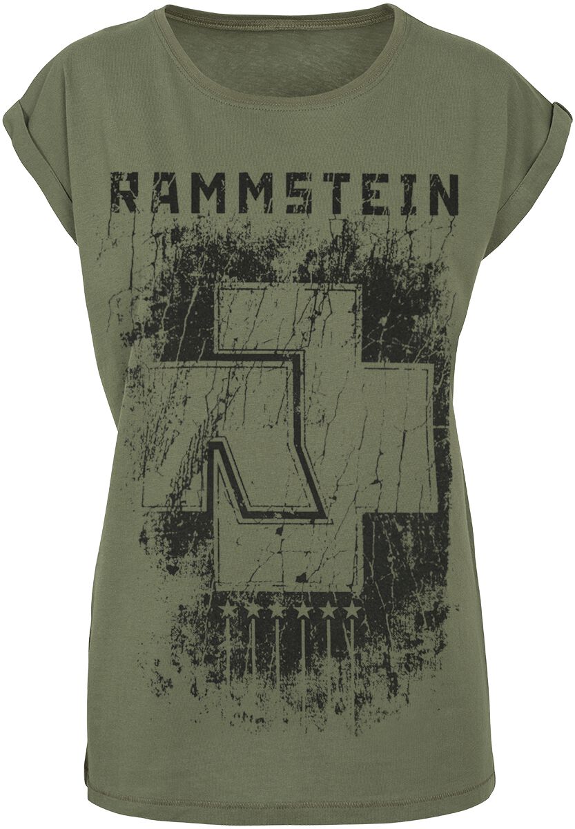 T-Shirt Manches courtes de Rammstein - 6 Herzen - S à XL - pour Femme - olive