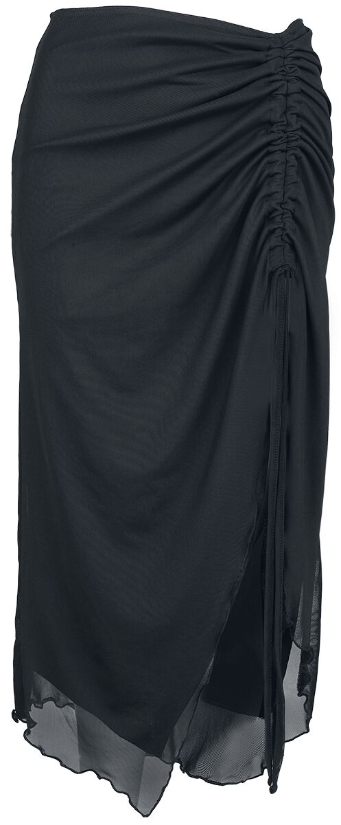 Banned Alternative Umbra Mesh Ruched Skirt Mittellanger Rock schwarz in XL