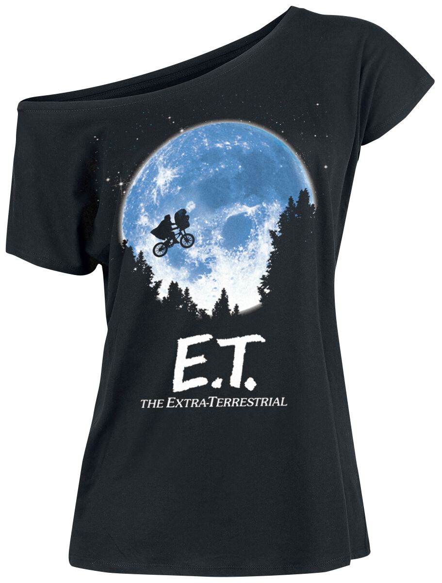 T-Shirt Manches courtes de E.T. - the Extra-Terrestrial - Moon - S à XL - pour Femme - noir