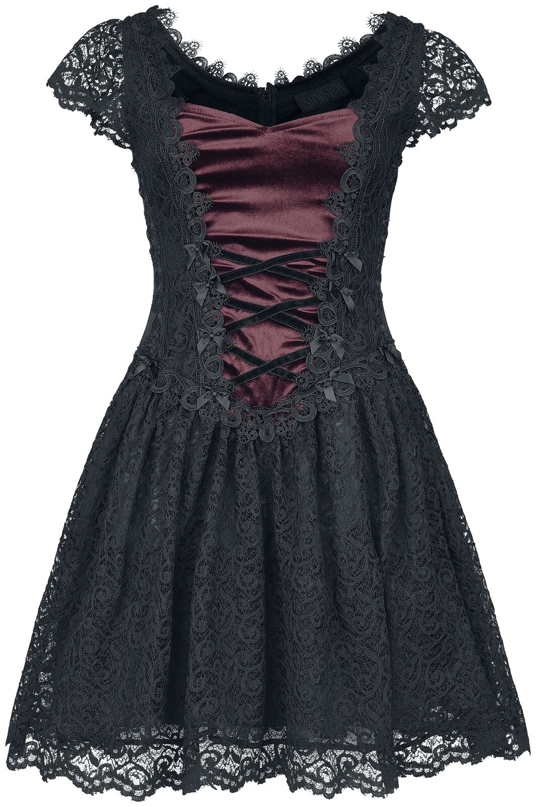 Robe courte Gothic de Sinister Gothic - Robe Gothique - XS à 3XL - pour Femme - noir/rouge