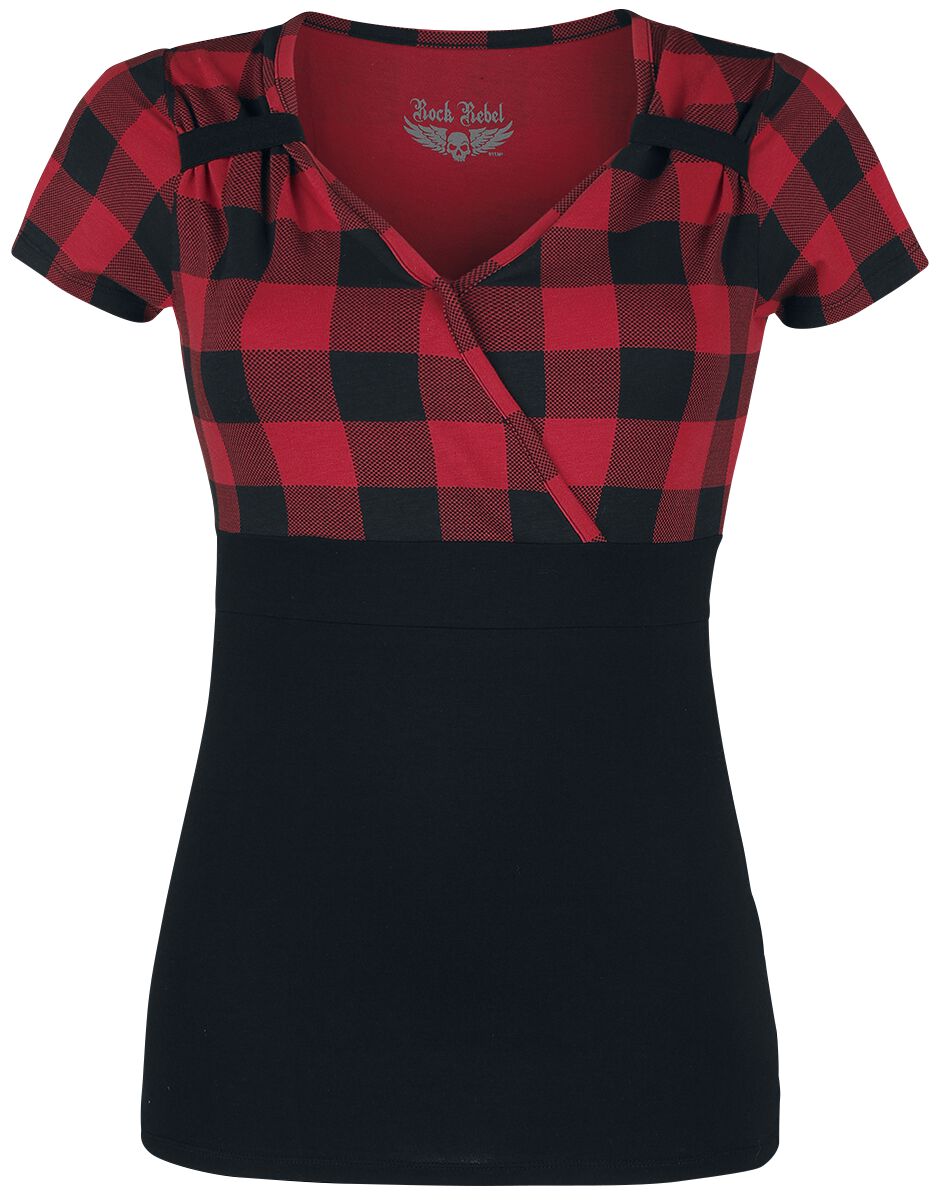 Schwarz/Rotes T-Shirt im Rockabilly-Stil T-Shirt schwarz/bordeaux von Rock Rebel by EMP