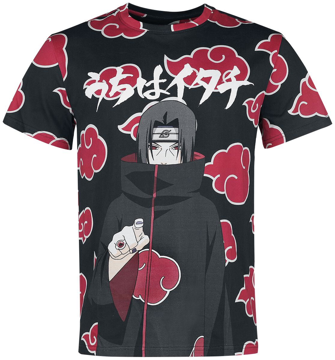 Naruto - Anime T-Shirt - Shippuden - Itachi Clouds - M bis XXL - für Männer - Größe XL - multicolor  - Lizenzierter Fanartikel