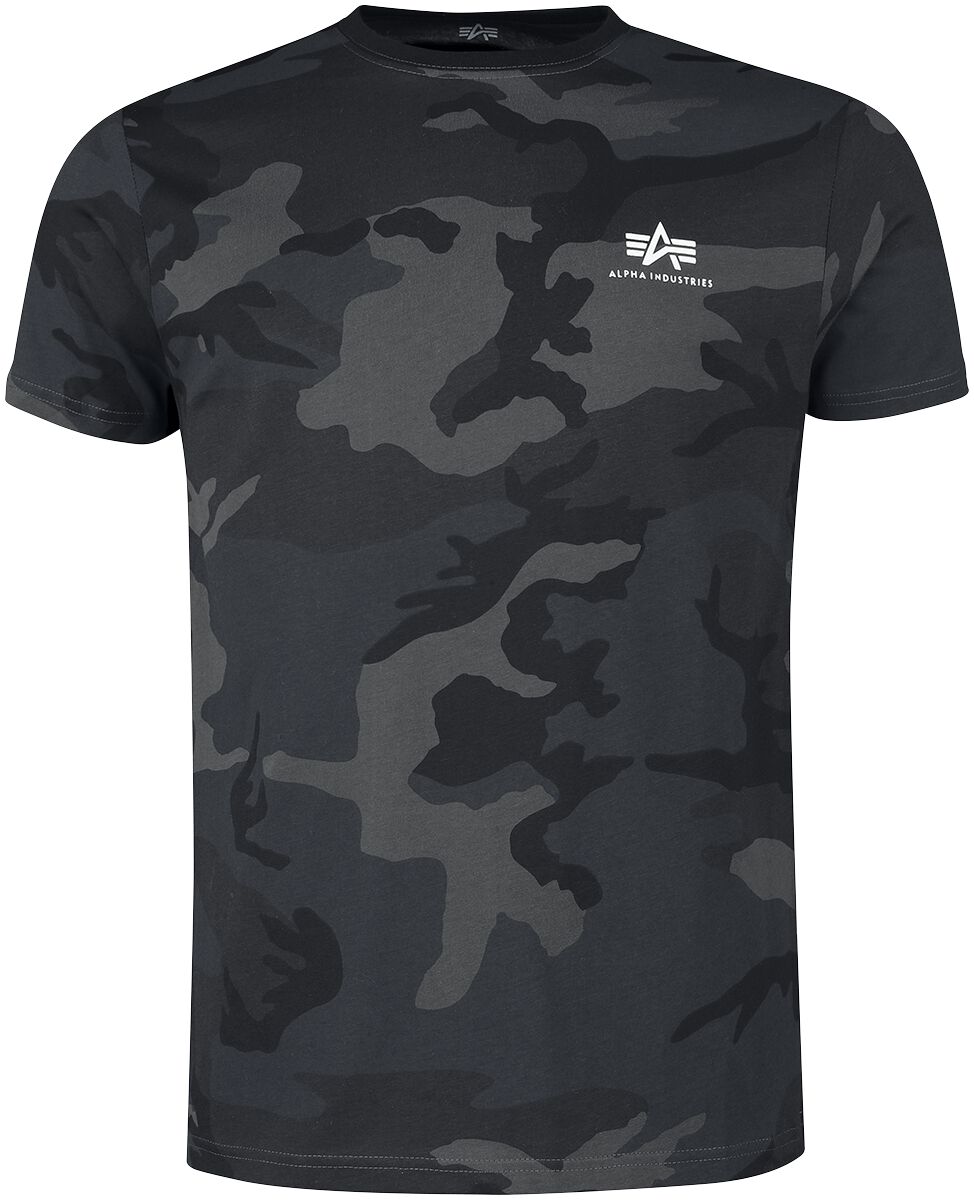 Alpha Industries - Camouflage/Flecktarn T-Shirt - BACKPRINT T CAMO - S bis XXL - für Männer - Größe M - grau/schwarz