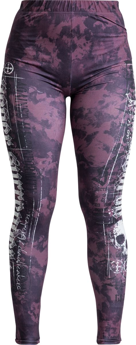 Legginsy  z Rock Rebel by EMP - Leggings with Skull Print - Kobiety - czerwony