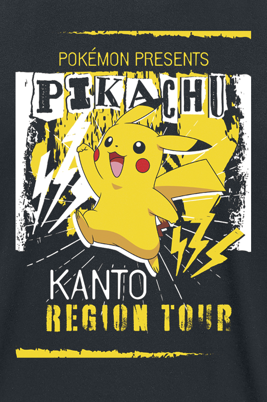 Pokémon Pikachu Kanto Region Tour T-Shirt schwarz