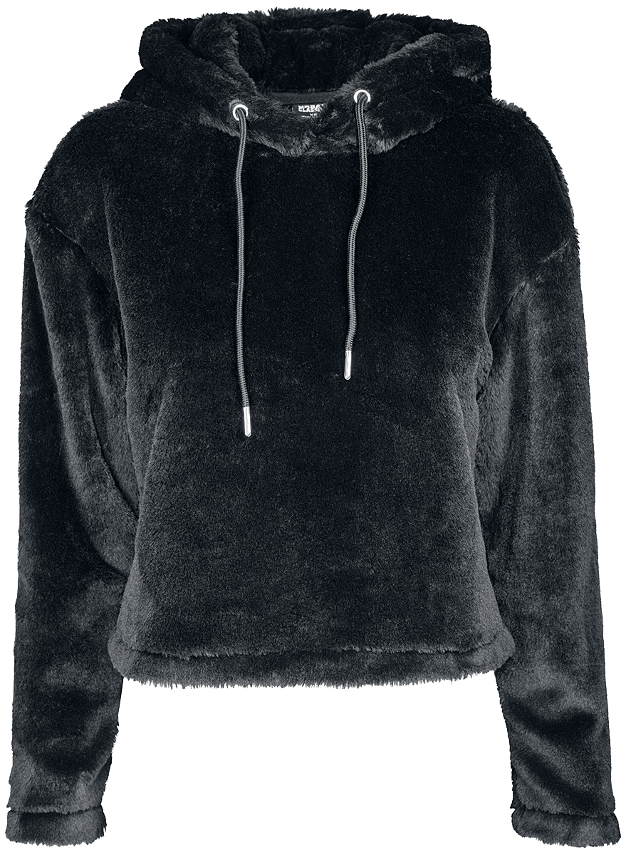 Urban Classics - Ladies Oversize Short Teddy Hoody - Girls hooded sweatshirt - black image