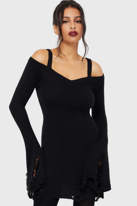 Killstar Gothic Mini Dress - Night Widow Mini Dress - for Women - black