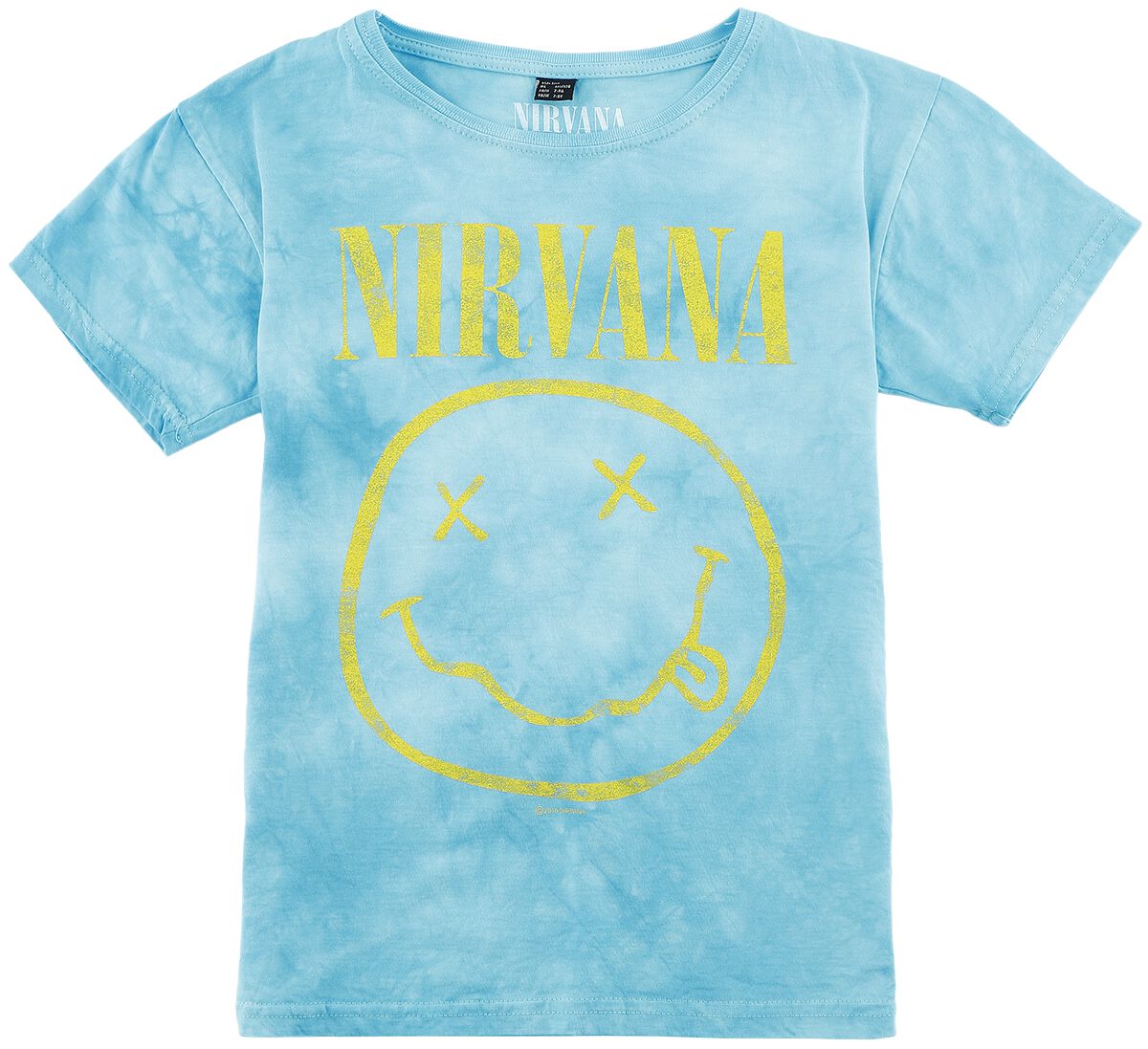 Nirvana T-Shirt für Kinder - Kids - Smiley - für Mädchen & Jungen - hellblau  - Lizenziertes Merchandise!