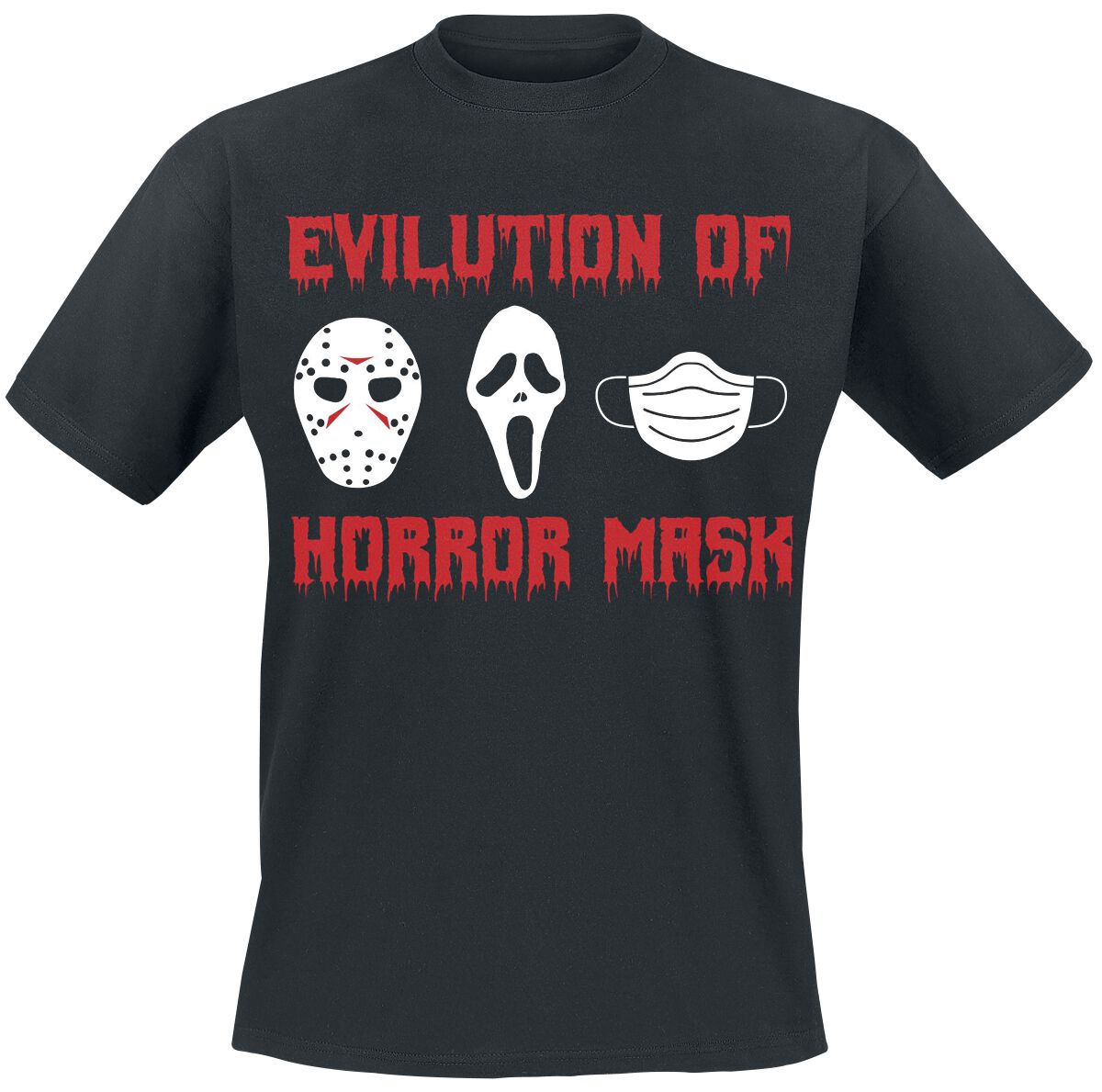 Slogans Evilution Of Horror Mask T-Shirt black
