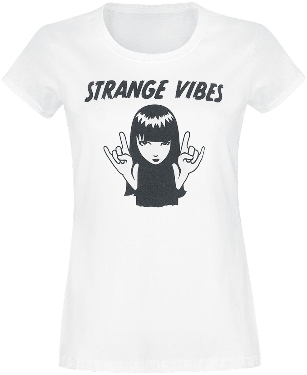 Emily The Strange T-Shirt - Strange Vibes - M bis XL - für Damen - Größe XL - weiß  - Lizenzierter Fanartikel