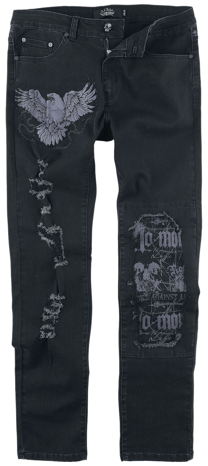 Jeans im Destroyed-Look Jeans schwarz von Rock Rebel by EMP